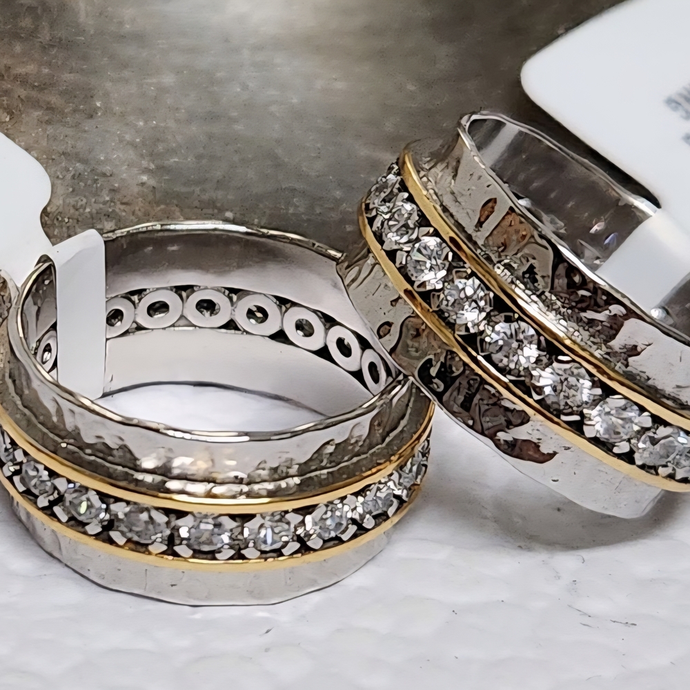 Bella Luce 1.50 CTW Rhodium And 14k Gold Over Sterling Silver Band Ring NWT